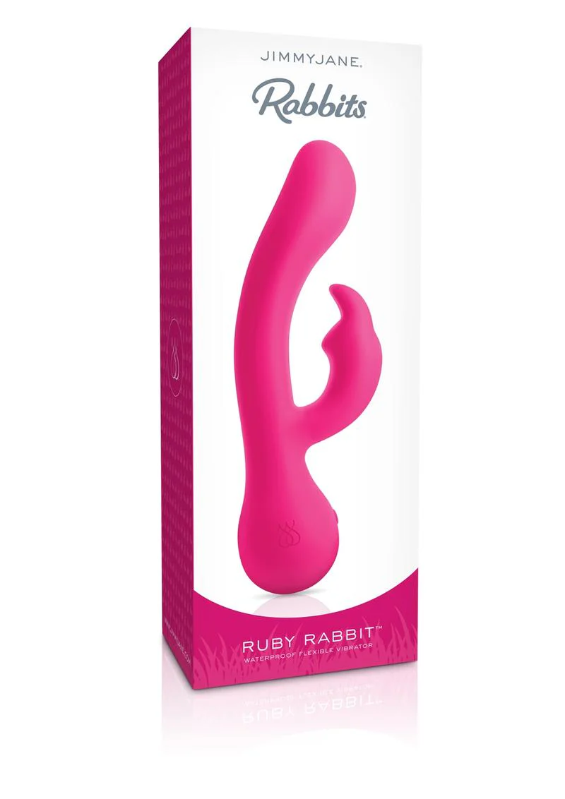 Jimmyjane Ruby Rabbit Rechargeable Silicone Flexible Rabbit Vibrator - Image 2