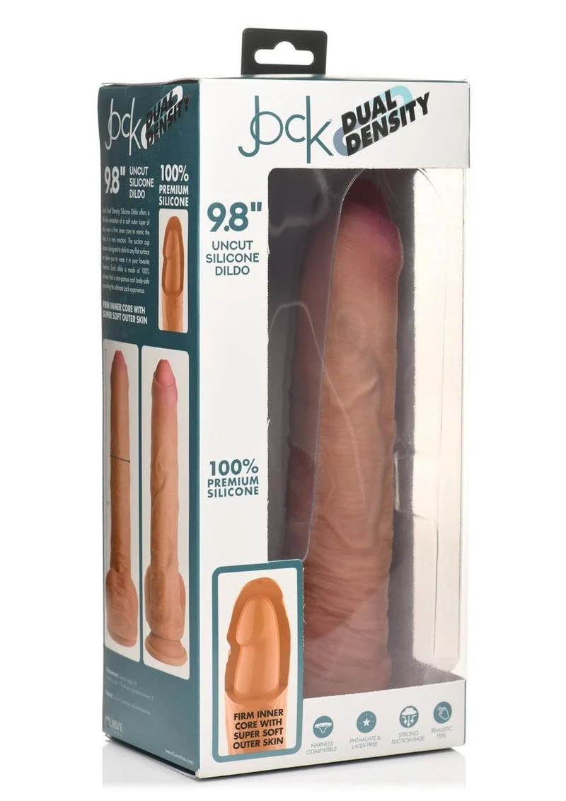 Jock Dual Density 9.8 Inch Uncut Silicone Dildo with Balls - Image 7