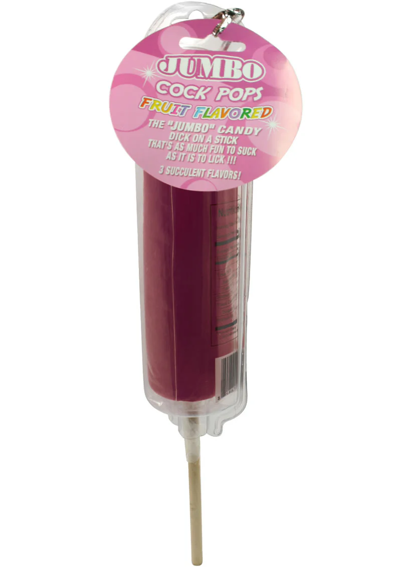 Jumbo Cock Pops Fruit Flavored Lollipop Cherry Flavor Candy on a Stick - Image 2