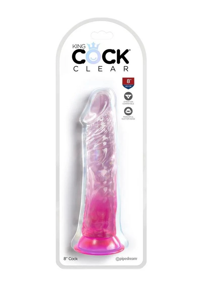 King Cock Clear 8 Inch Dildo with Suction Base Realistic And Strap-On - Image 4