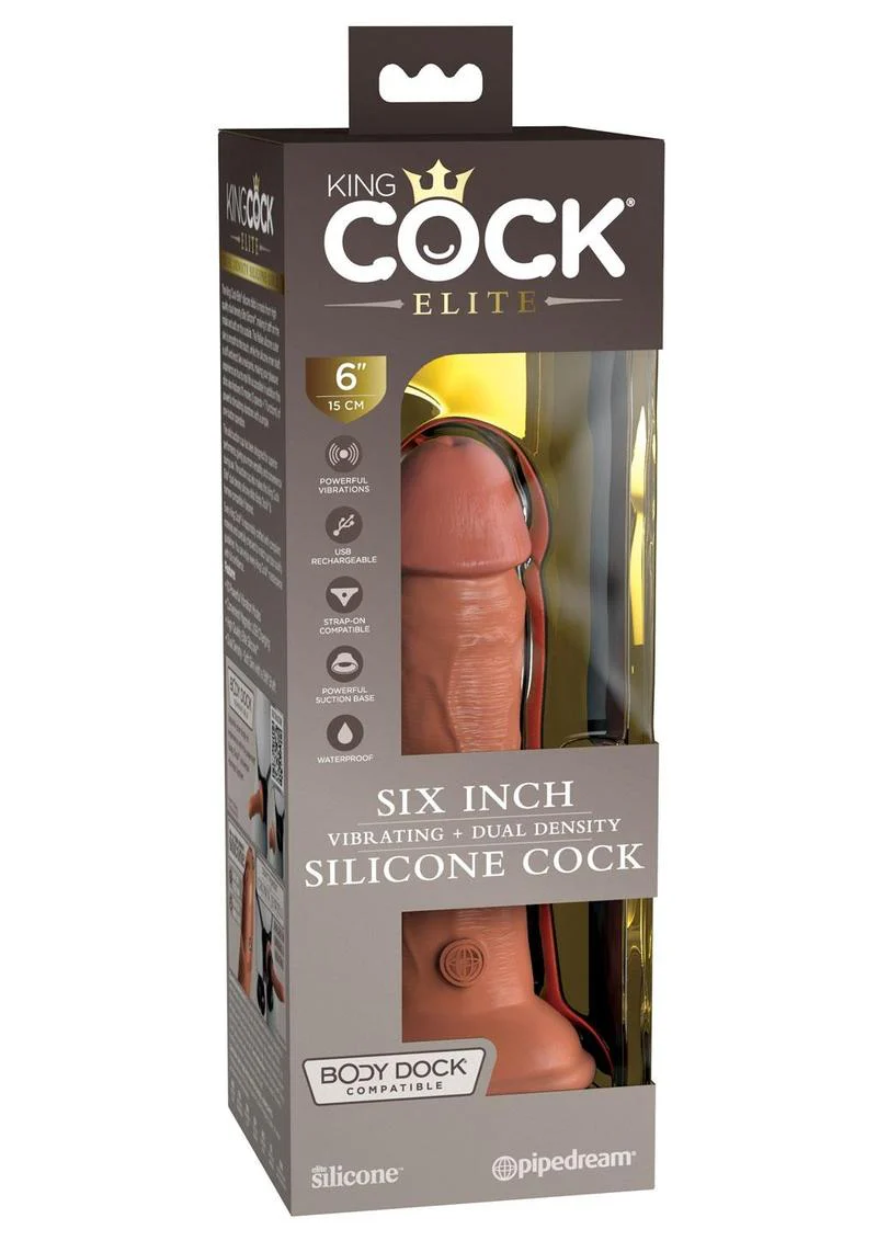 King Cock Elite 6 Inch Vibrating Dual Density Silicone Dildo - Image 5