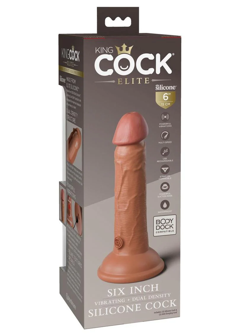 King Cock Elite 6 Inch Vibrating Dual Density Silicone Dildo - Image 6