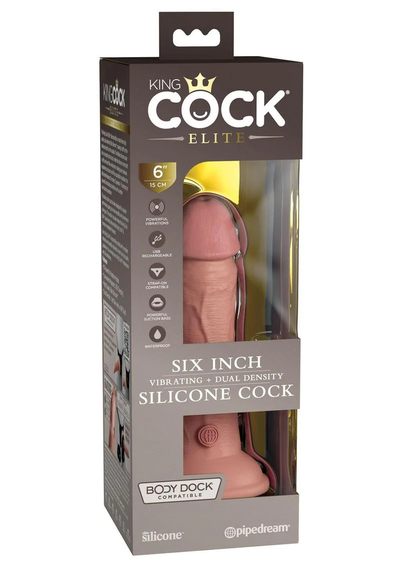 King Cock Elite 6 Inch Vibrating Dual Density Silicone Dildo - Image 7