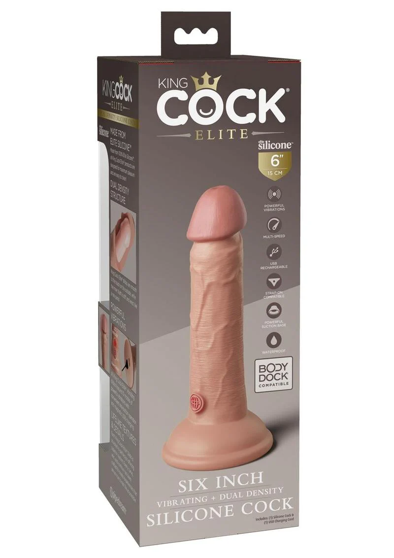 King Cock Elite 6 Inch Vibrating Dual Density Silicone Dildo - Image 8