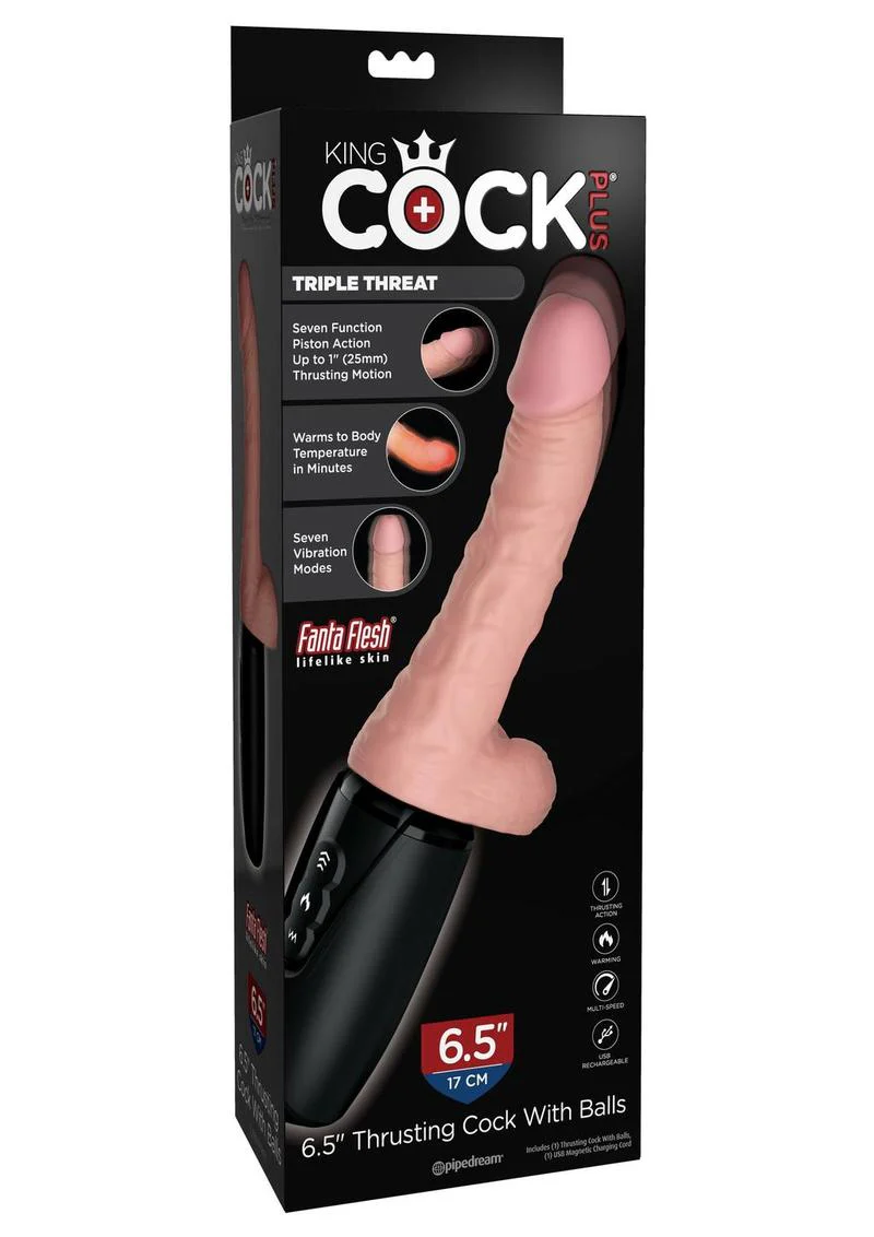 King Cock Plus 6.5in Thrusting Dildo with Heating And Vibration Modes - Image 3
