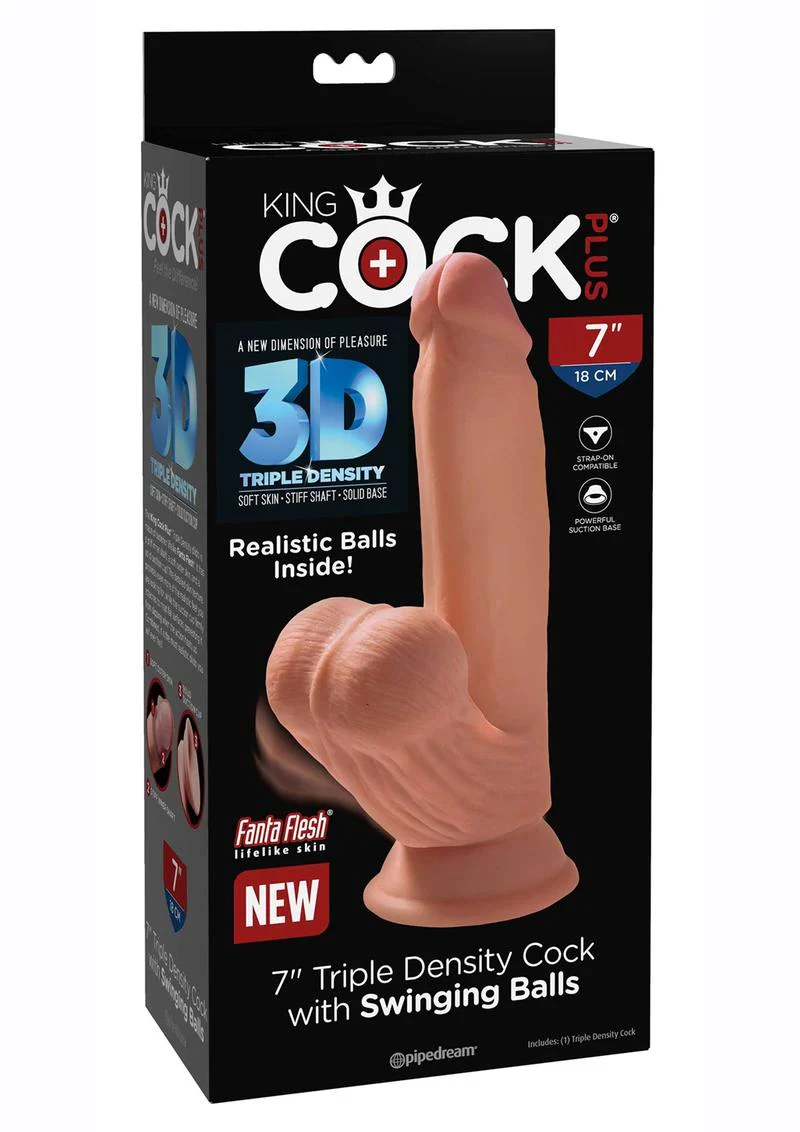 King Cock Plus Triple Density Dildo with Swinging Balls - Image 6