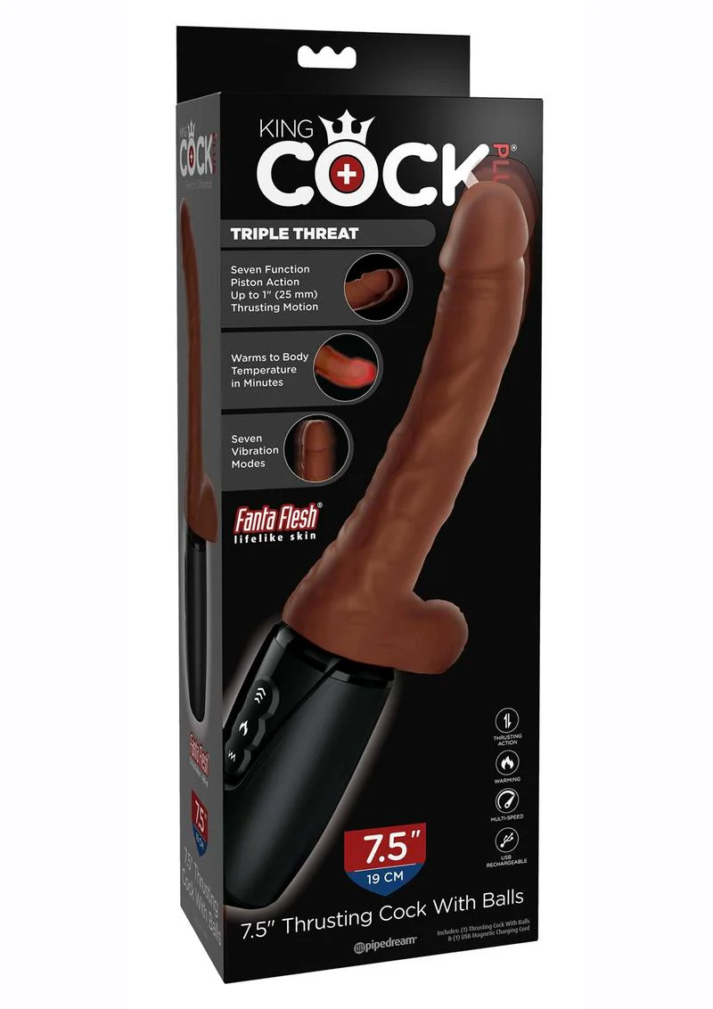 King Cock Plus Triple Threat Thrusting Dildo with Balls - Image 4