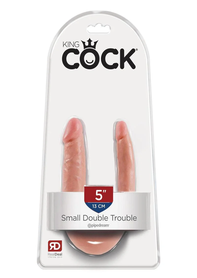 King Cock U-Shaped Small Double Trouble Dildo 5in Realistic Silicone - Image 3