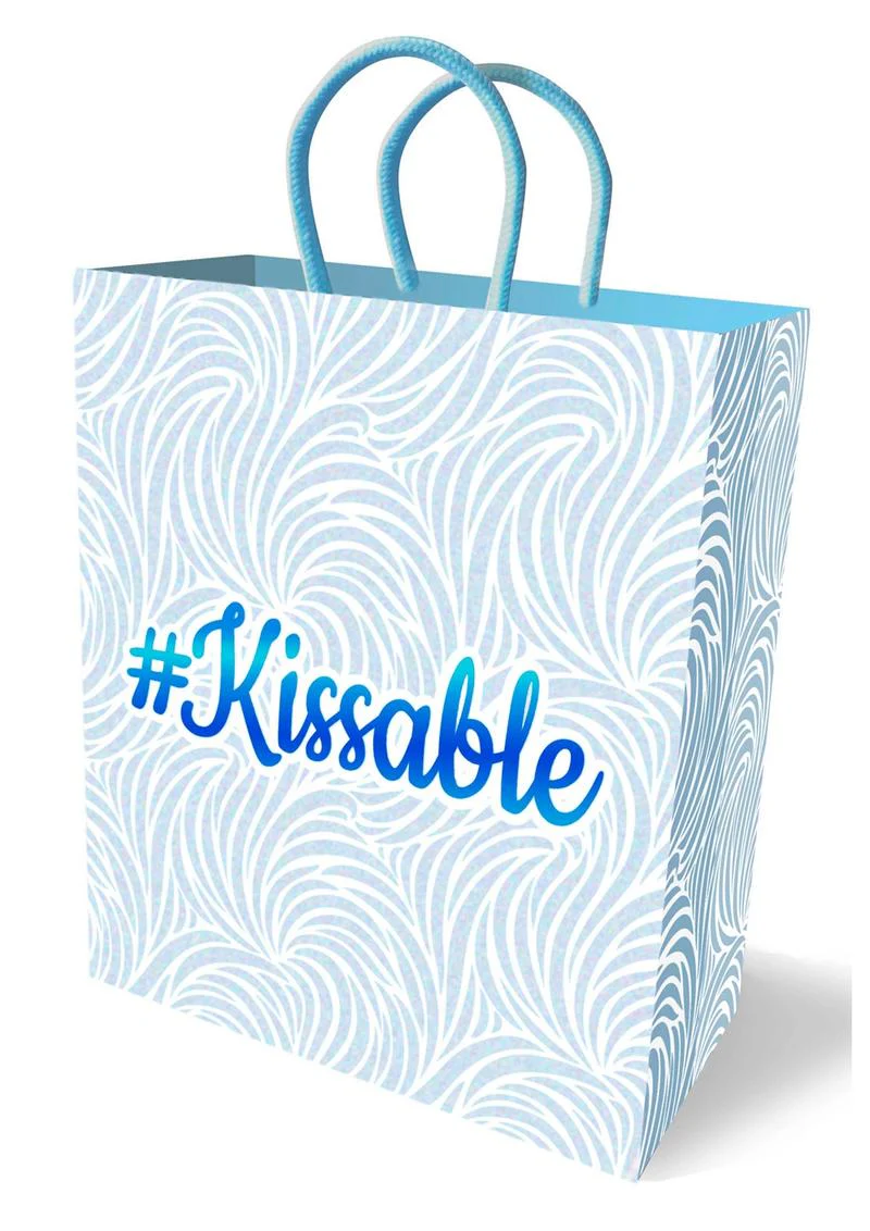 Kissable Gift Bag Blue Swirl Design with #Kissable Print - Image 2