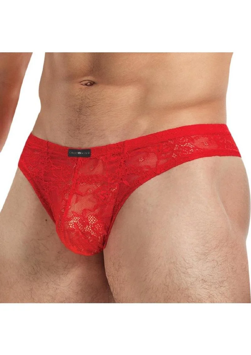 Lace King Low Rise Brazilian Lace Thong - Image 3