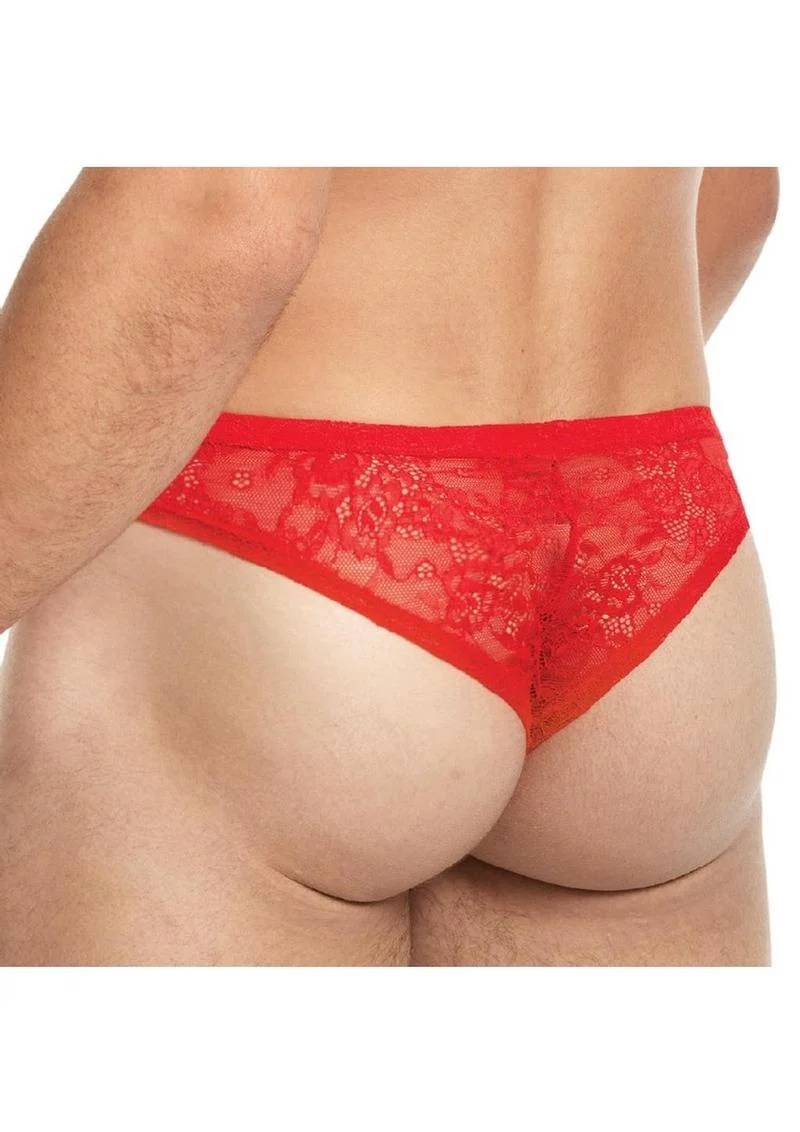 Lace King Low Rise Brazilian Lace Thong - Image 4
