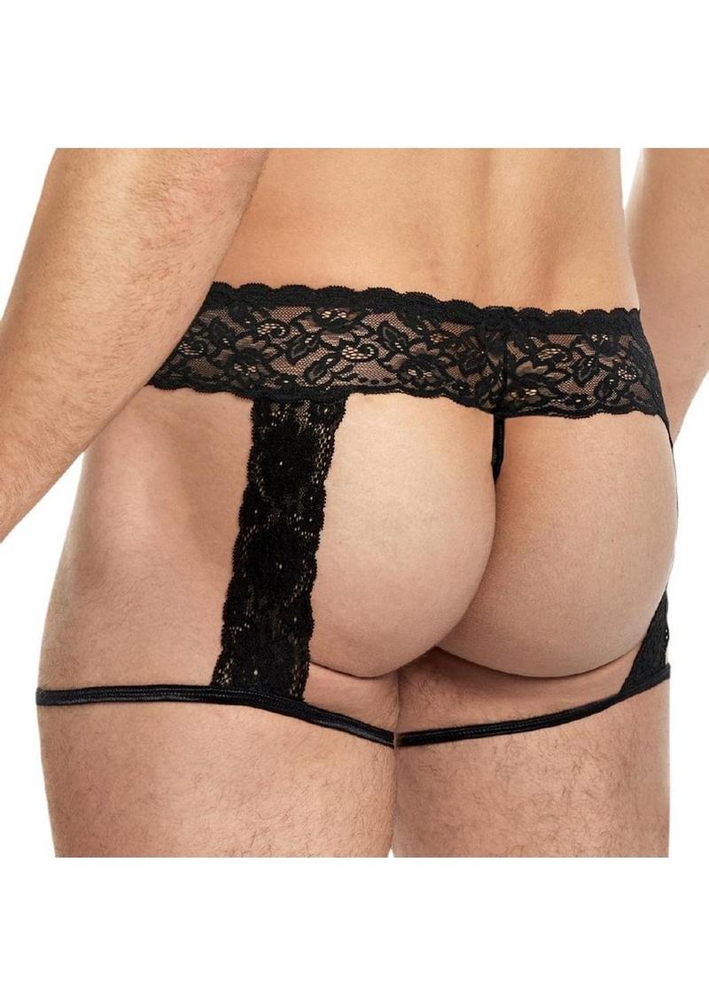 Lace King Men’s Lace And Mesh Garter Panty Seductive Lingerie - Image 2