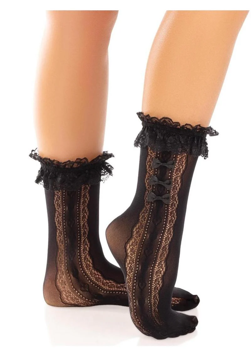 Lace Ruffle Nylon Anklet with Mini Bow and Heart Accents - Image 7