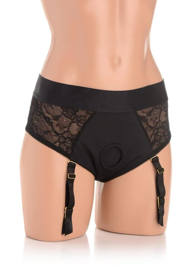 Laced Seductress Crotchless Panty Harness With Garter Straps - Image 2