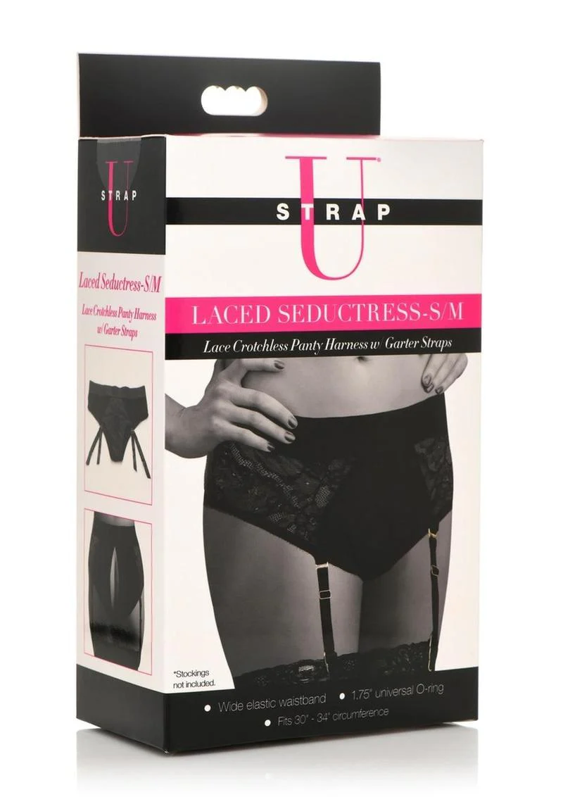 Laced Seductress Crotchless Panty Harness With Garter Straps - Image 6
