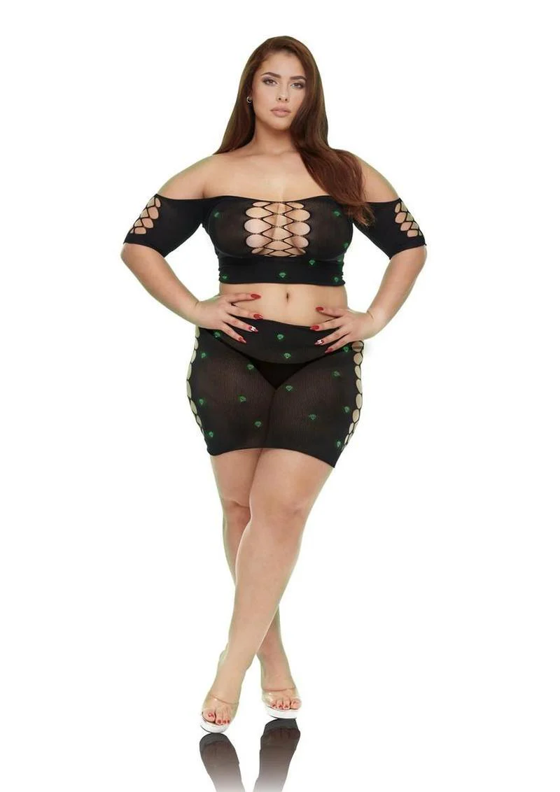 Lapdance Diamond Crop Top Skirt Set