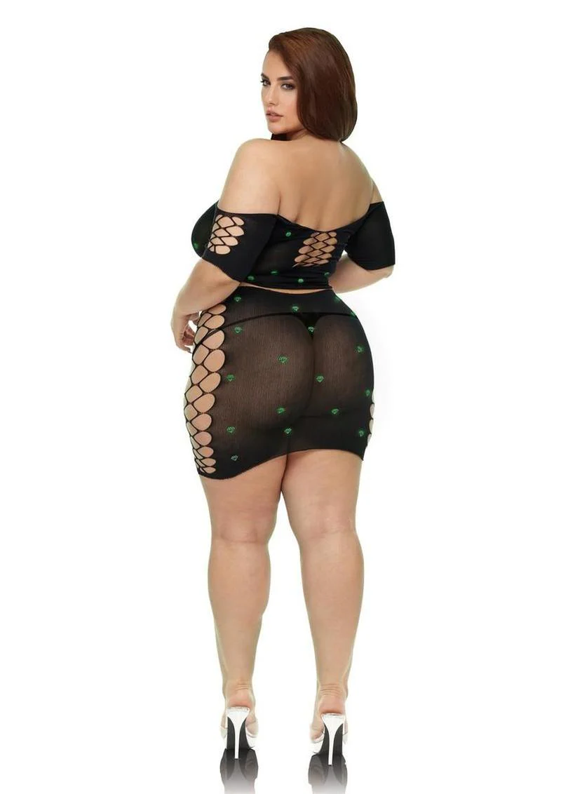 Lapdance Diamond Crop Top Skirt Set - Image 2