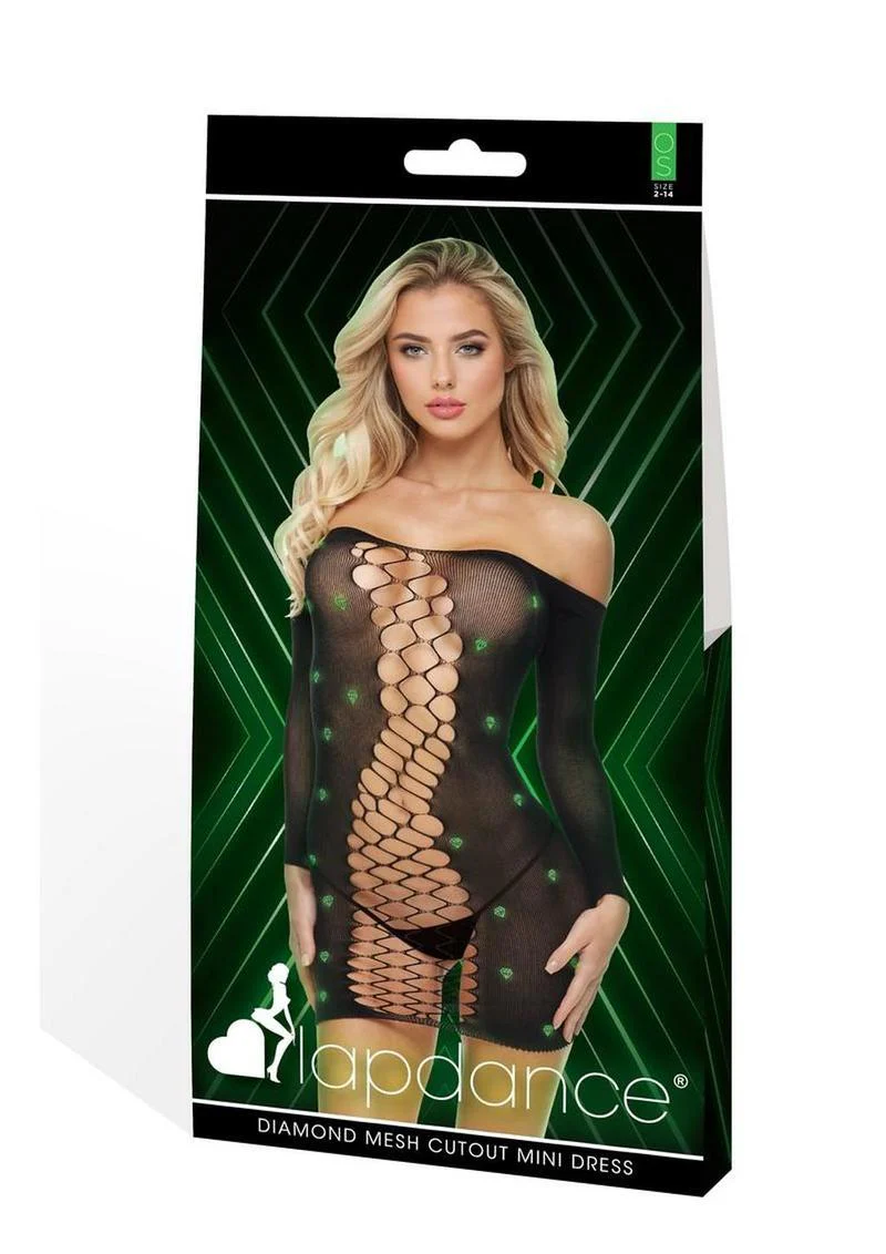 Lapdance Diamond Mesh Cutout Dress - Image 3