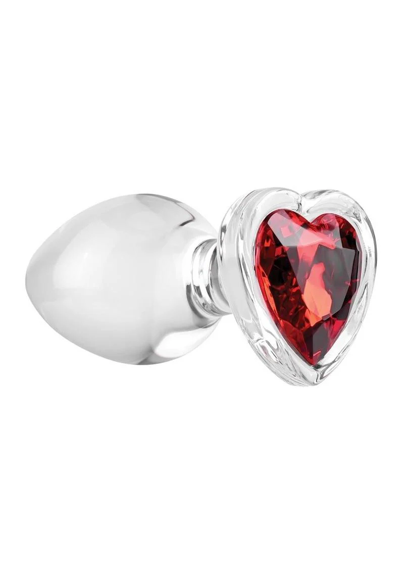 Large Red Heart Gem Glass Anal Plug - Image 2
