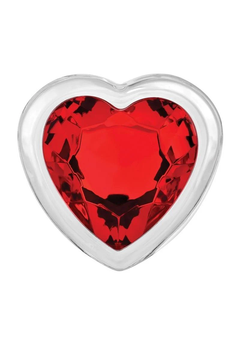 Large Red Heart Gem Glass Anal Plug - Image 3