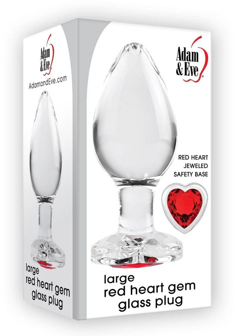Large Red Heart Gem Glass Anal Plug - Image 4
