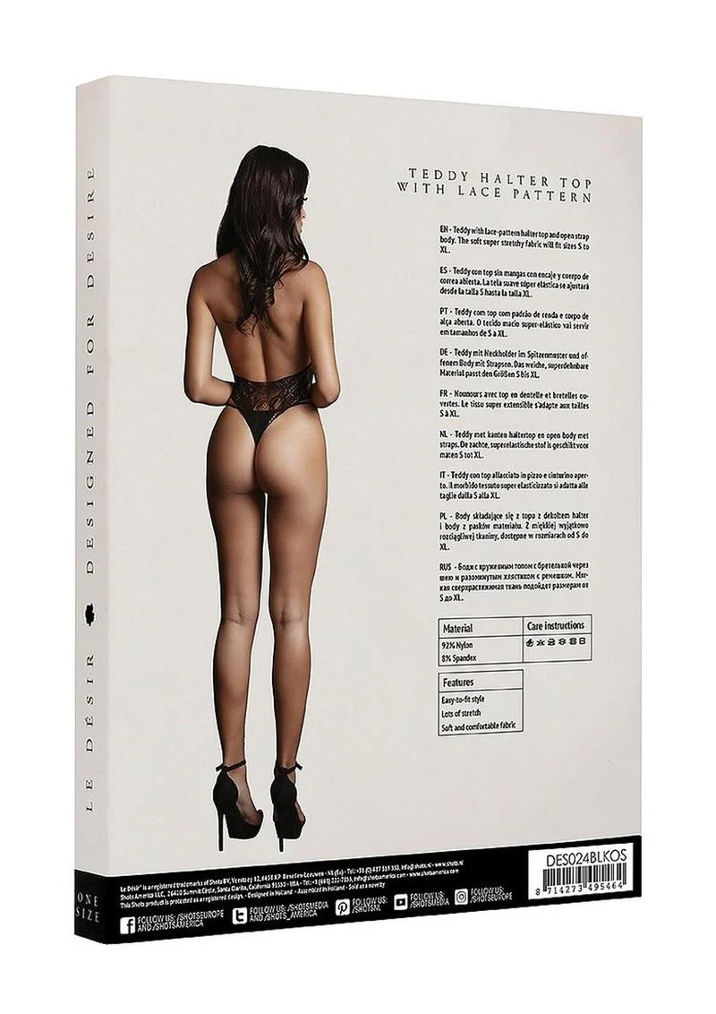 Le Désir Strappy Lace Teddy - One Size Black - Image 3
