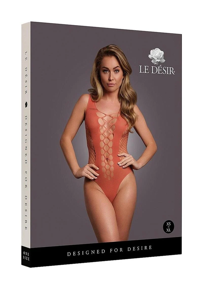 Le Désir V-neck Teddy with Opaque Panels - One Size - Image 4