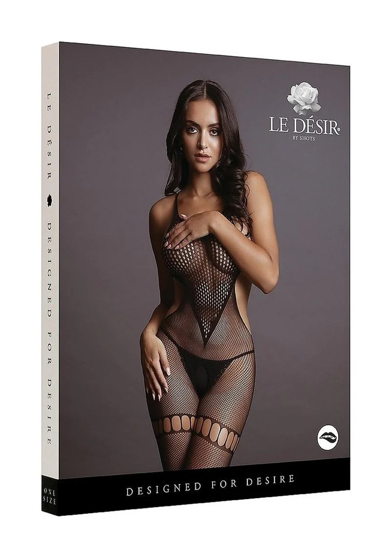 Le Désir Black Net High Neck Bodystocking - Image 4