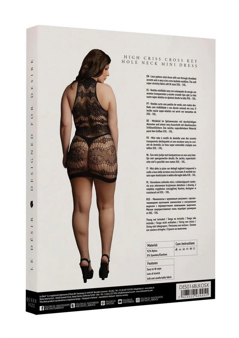 Le Désir Criss Cross Keyhole Neck Lace Mini Dress - Image 6
