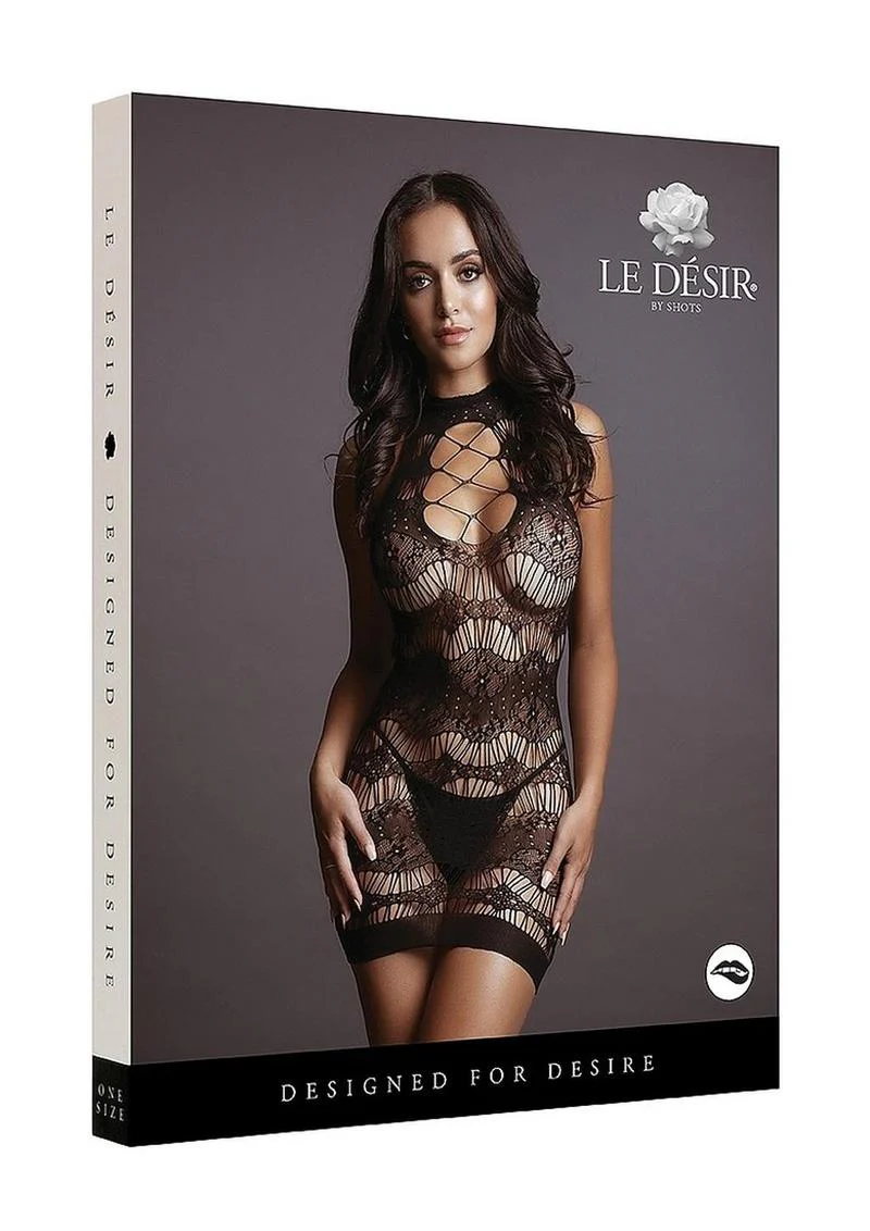 Le Désir Criss Cross Keyhole Neck Lace Mini Dress - Image 8