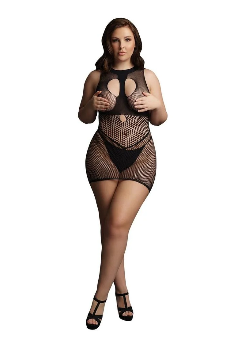 Le Désir Duo Net Open Cup Mini Dress Seductive Fishnet - Image 2