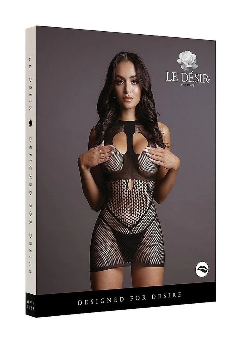 Le Désir Duo Net Open Cup Mini Dress Seductive Fishnet - Image 7