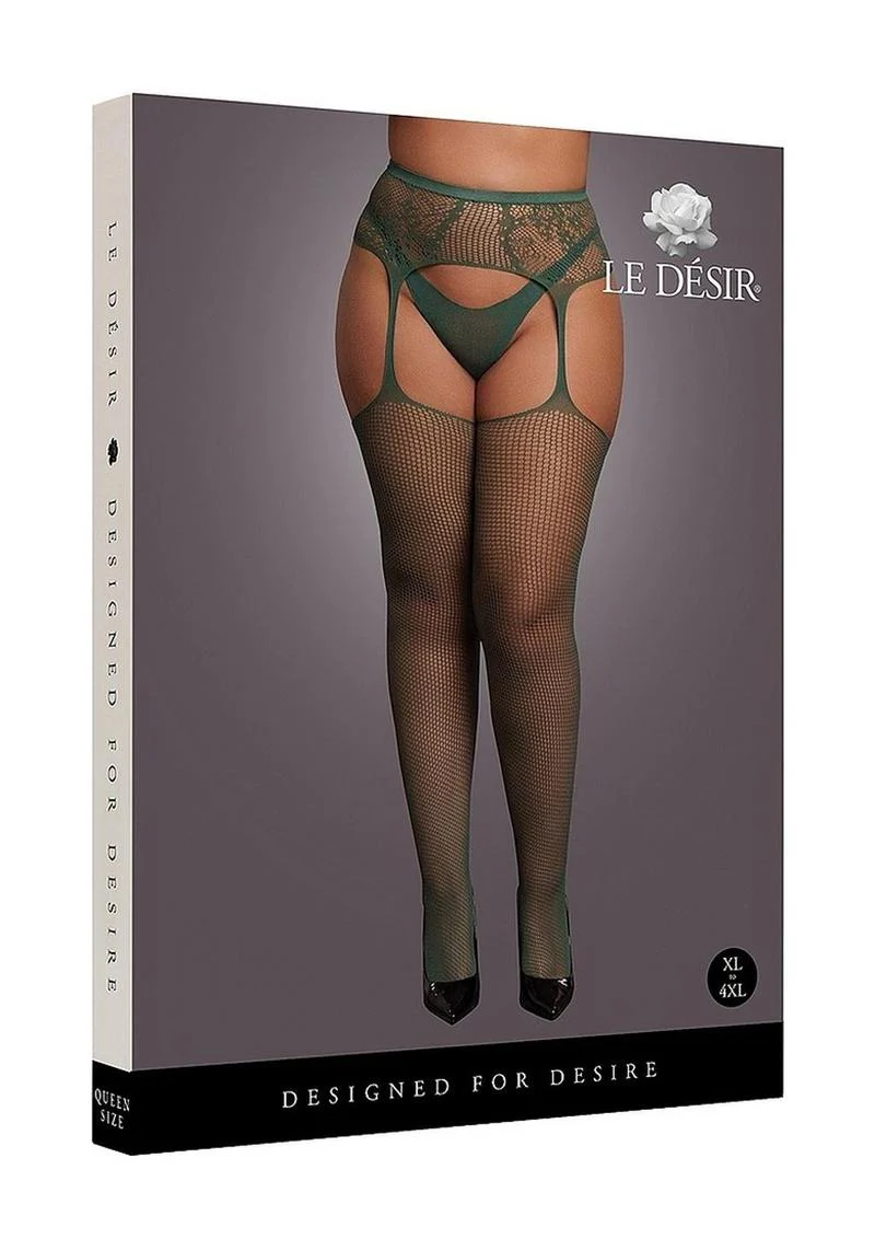 Le Désir Fishnet And Lace Garterbelt Stockings One Size - Image 11