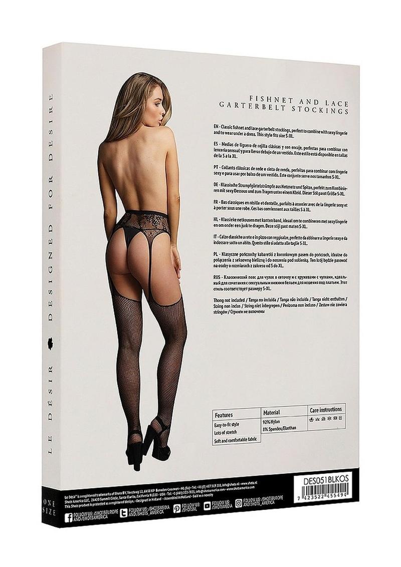 Le Désir Fishnet And Lace Garterbelt Stockings One Size - Image 8