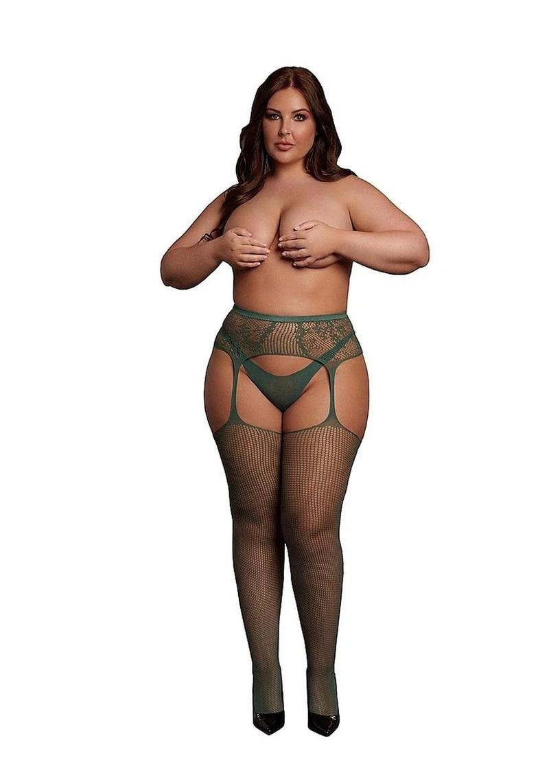Le Désir Fishnet And Lace Garterbelt Stockings One Size - Image 9