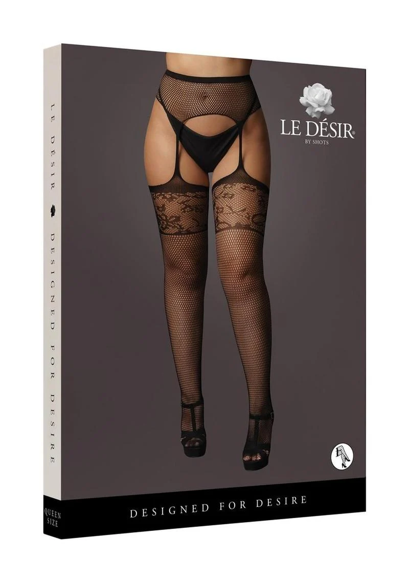 Le Desir Garterbelt Stockings with Lace Top - Image 4