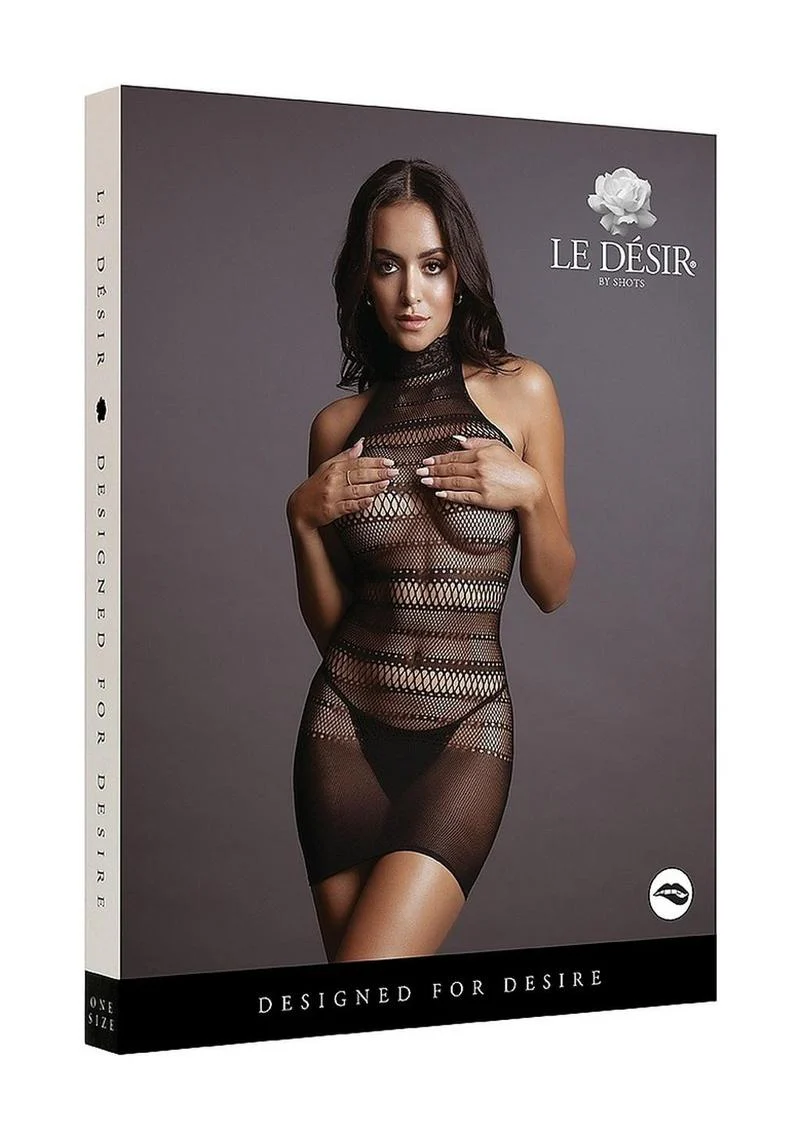 Le Désir High Lace Neck Net Dress - Image 3
