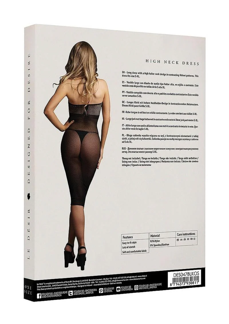 Le Désir High Neck Fishnet Dress With Elegant Sheer Lingerie - Image 3