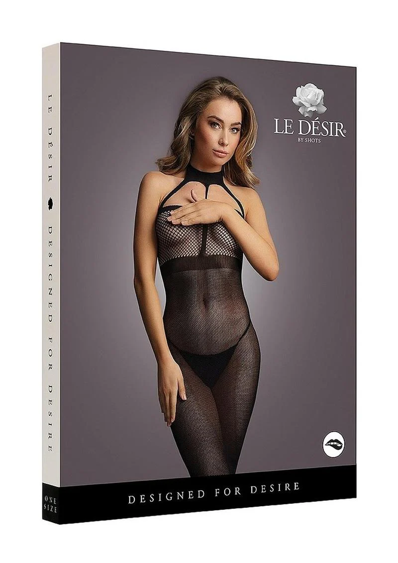 Le Désir High Neck Fishnet Dress With Elegant Sheer Lingerie - Image 4