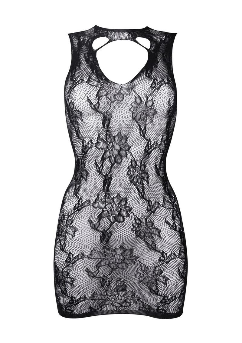 Le Désir High Neck Lace Mini Dress In Sheer Floral Lingerie - Image 2