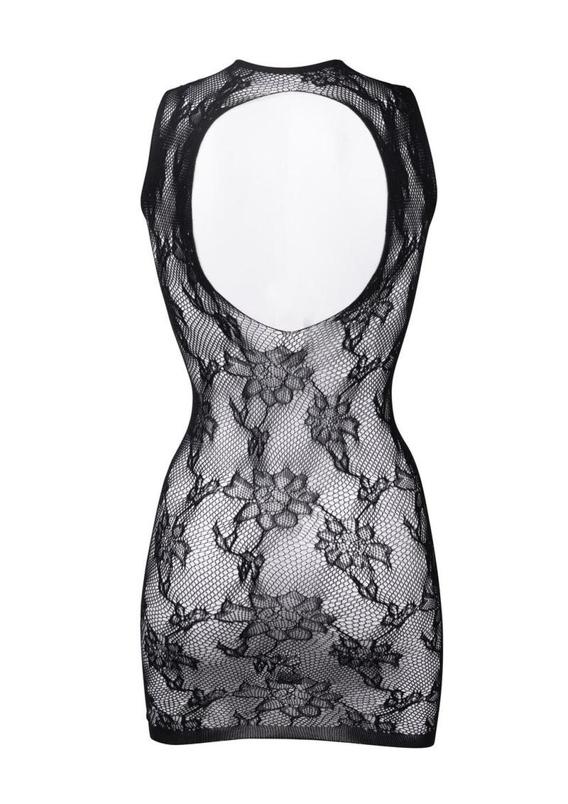 Le Désir High Neck Lace Mini Dress In Sheer Floral Lingerie - Image 3