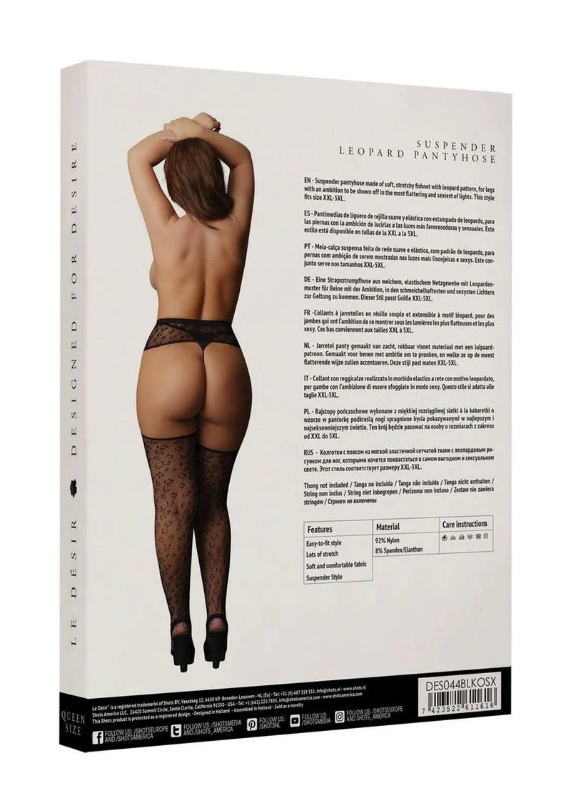 Le Désir Leopard Suspender And Pantyhose Set Queen Size - Image 3
