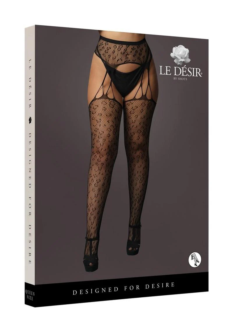 Le Désir Leopard Suspender And Pantyhose Set Queen Size - Image 4