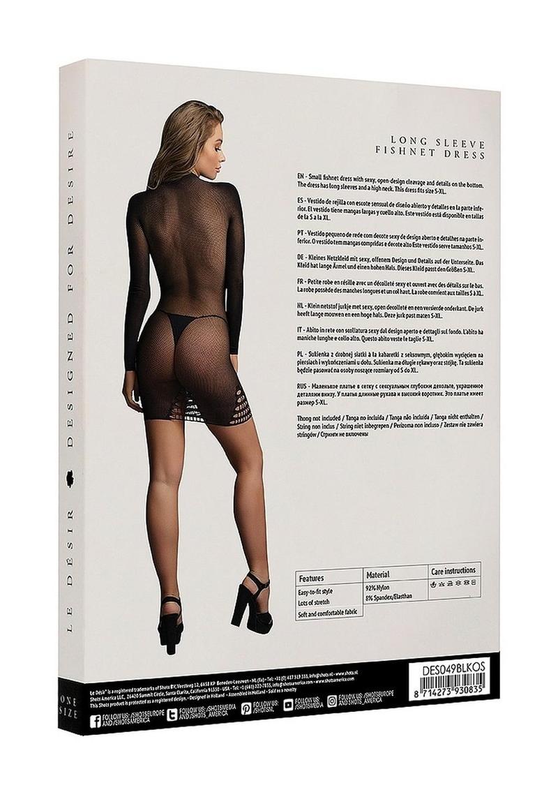 Le Desir Long Sleeve Fishnet Dress One Size - Image 4