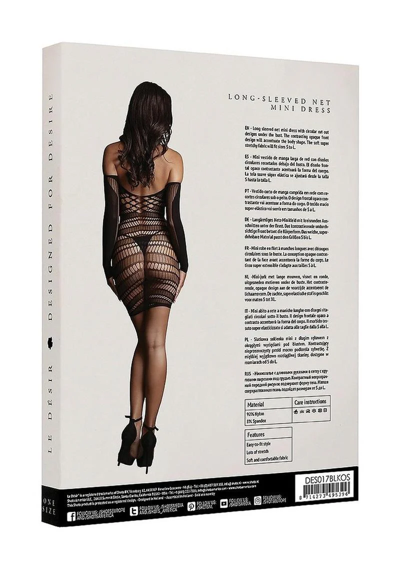 Le Désir Long Sleeved Mini Dress With Sheer Net Seductive - Image 3