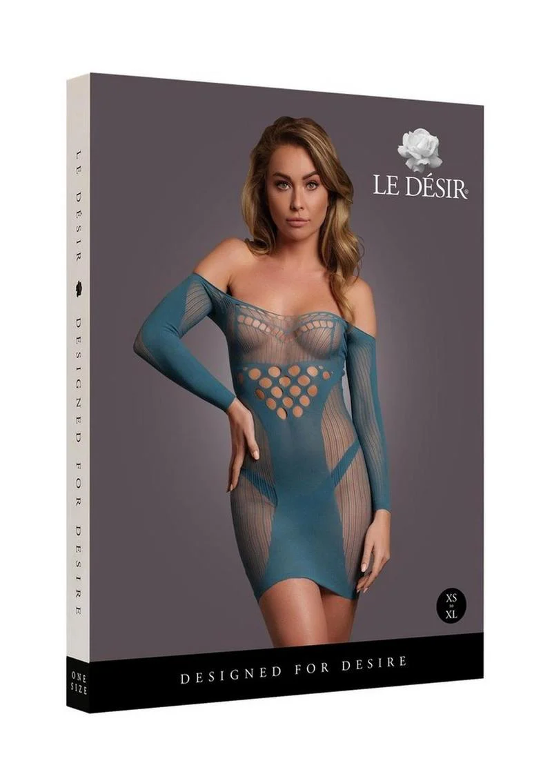 Le Désir Long Sleeved Net Mini Dress - One Size - Image 5