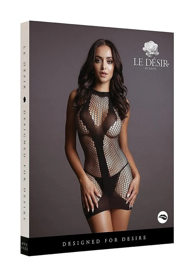 Le Désir Mini Net Dress With Opaque V Shape - Image 3