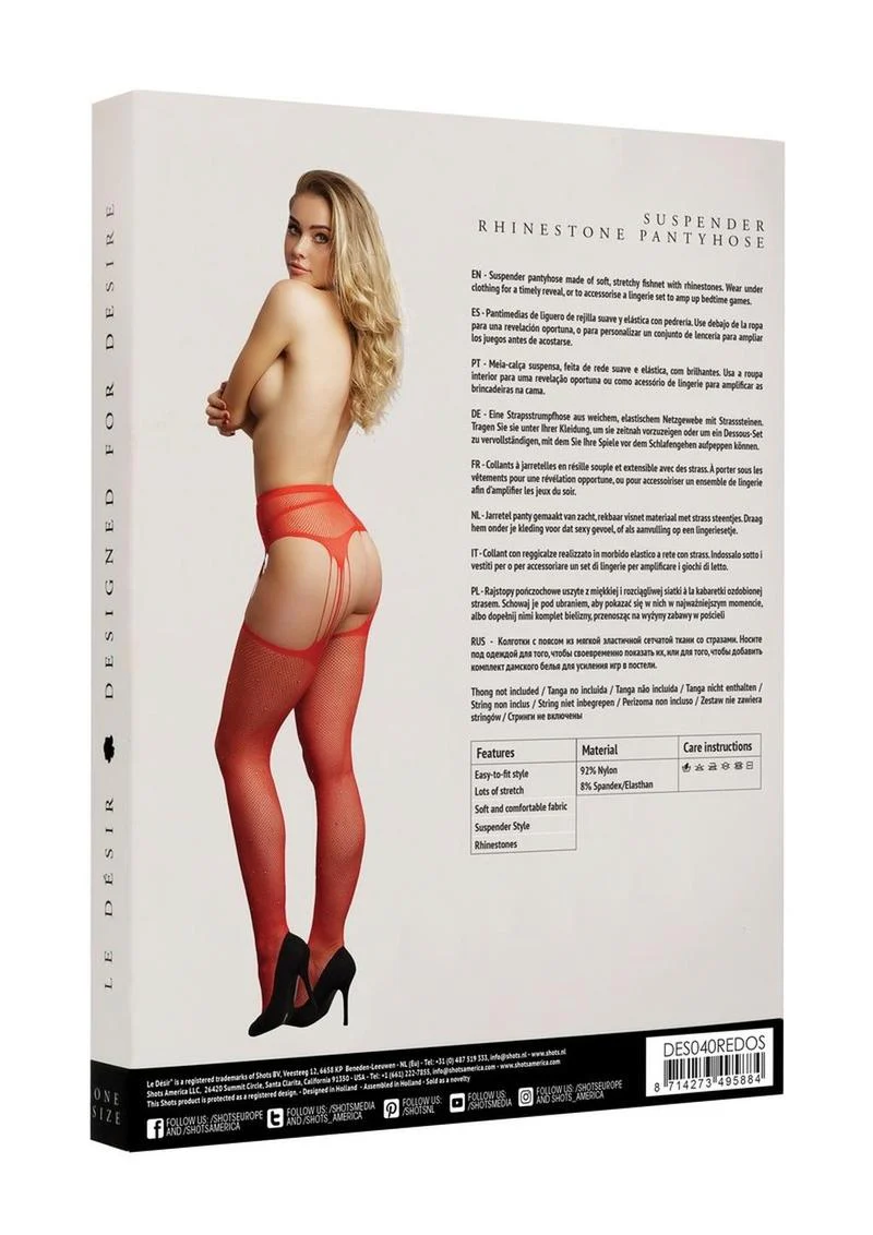 Le Désir Rhinestone Suspender Pantyhose One Size - Image 4