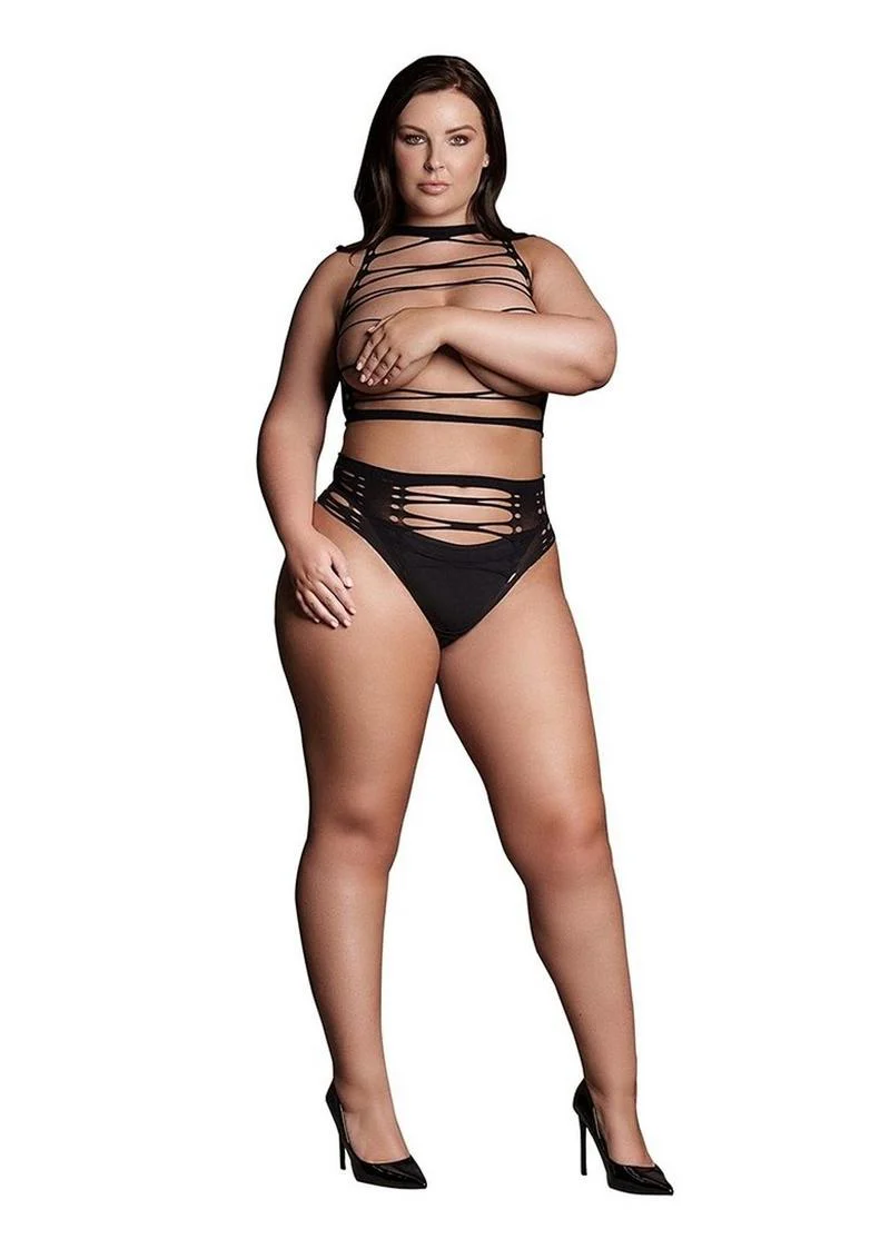 Le Désir Shade Helike XLV Two-Piece Set Open Cups Crop Top And Panty - Image 3
