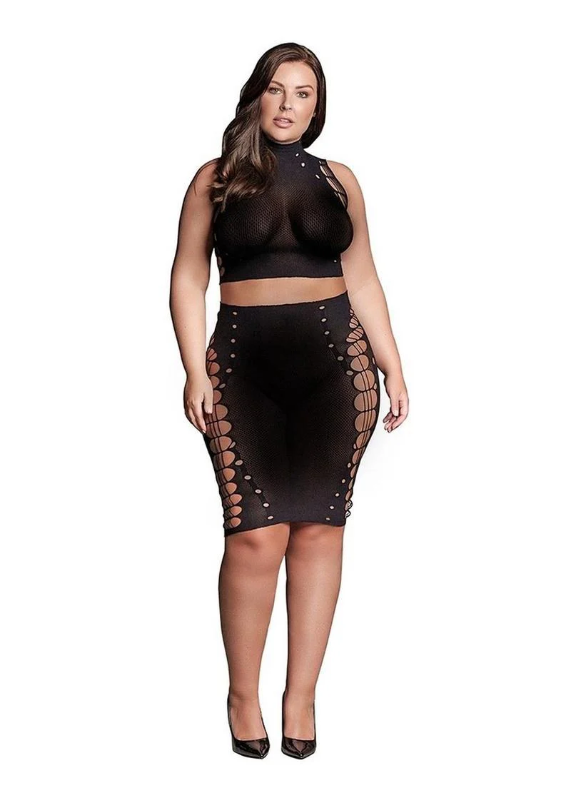 Le Désir Shade Kala Two-Piece Turtleneck Crop Top And Skirt Set - Image 3